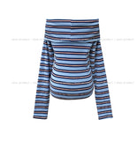 Pop Stripe Off Shoulder Long Sleeve