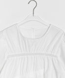 Cube Ribbon Cut Shirring Short Sleeve Blouse