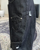 Pale Fold Damage Raw Denim