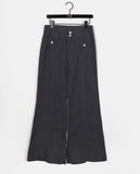 [Belt set] Syoti low rise cut pocket wide bootcut cotton pants