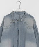 Hamase two-way denim biker field over jacket