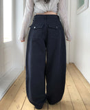 Classy Back Pocket Cotton Balloon Pants