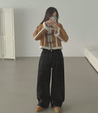 Winter Brushed Thick Cut Banding Wide Cotton Pants