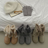 Suede Platform Sole Middle Walker Folding Sheepskin Boots