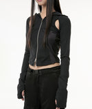 19.Division Cut-out Hooded Zip-up