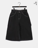 Yukil Carpenter Stitch Three-Quarter Bermuda Denim Pants