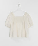 Kohyo Summer Embroidered Shirring Short Sleeve Blouse