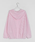 Langsyu Stripe Seersucker Hood Zip-Up