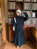 Debenny Banding Corduroy Pintuck Long Skirt