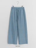 [unisex] Mubone Summer Stripe Linen Banding Wide Pants