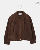 Cyan Suede Punching Collar Pocket Jacket