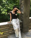 Seukae track two-way banding wide pants
