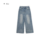 [A/M] Folder Medium Blue Wide Washing Denim Pants