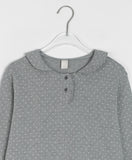 Pyudi Frill Dot Collar Long Sleeve Tee