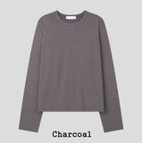 [BAISC] Dense Tencel Crop Long Sleeve Tee