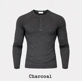 Conien Muscle Fit Henley Neck Long Sleeve T-shirt
