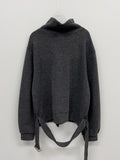 High Neck Belted Knit Cardigan