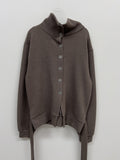 High Neck Belted Knit Cardigan