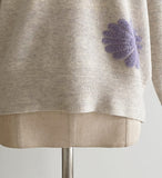 Elu Boucle Flower Lettering Embroidery Knit