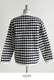 Teshu Color Matching Wing Check Knit Jacket Cardigan
