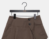 Lou Pocket Unbalanced Wrap Pleats Midi Skirt