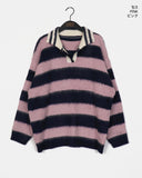 Zenzen Stripe Brush Collar Knit