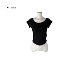 Cosy U-Neck Layered Cap Sleeve Wool Short Sleeve Knit