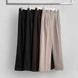 Winter Wool Two Pintuck Inner Clip Wide Slacks