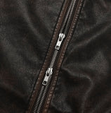 Pond cut washing two-way leather jacket