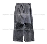 Hidden String Embo Coated Oil Denim Pants