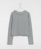 Pyudi Frill Dot Collar Long Sleeve Tee