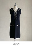 Jenny Color Matching Sailor Collar Knit Mini One Piece