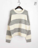 Mayo Wool Stripe Angora Semi-Crop Knit