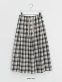 Celine Pintuck Cotton Check Banding Long Skirt