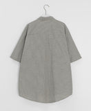 [Unisex] Bitten Check Over Short Sleeve Shirt