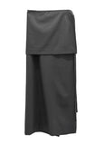 Wrap Belt Layered Long Skirt