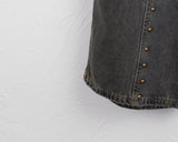 Fector Western Stud Embroidery Washing Long Wide Denim Pants