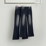 Back Point Pocket Washing Span Straight Bootcut Denim Pants