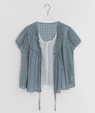 Temuk Check Frill Short Sleeve Blouse