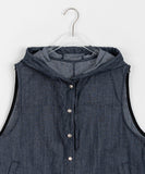 Ryushu Denim Button Hood Vest
