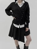 Mink wrap unbalanced miniskirt