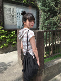Fran Check Hood Short Sleeve Blouse