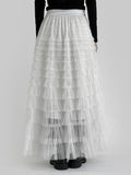 Feather See-Through Tiered Skirt