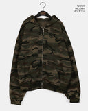 Chebo Military Camo Oversized-Fit Hood Zip-Up