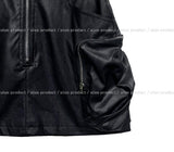 Block Leather Cargo Miniskirt