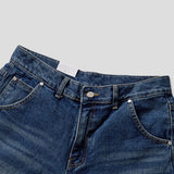 Lock Adjust Button Balloon Denim Pants