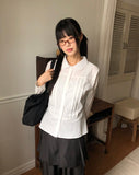 [MADE] Hupi Pin Tuck Button V-Neck Collar Long Sleeve Shirt