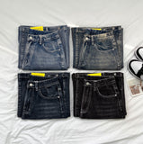 Hem Snap Four-Season Banding Long Wide Denim Pants