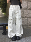 Kens Big Pocket Zipper Cargo Wide Pintuck Pants