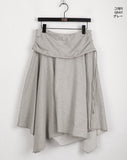 Gabet folding pile unbalance flare banding midi skirt